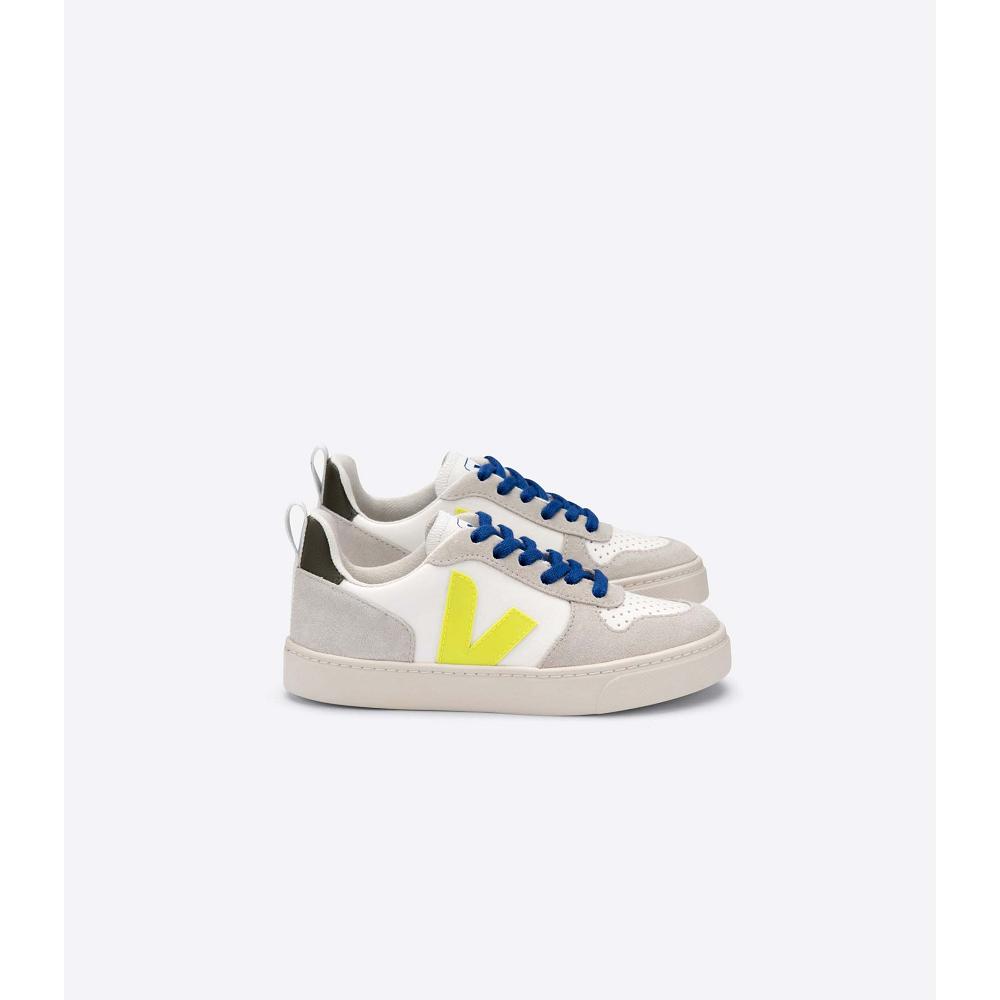 White/Blue Kids\' Veja V-10 BONTON Sneakers | AU 839YXF